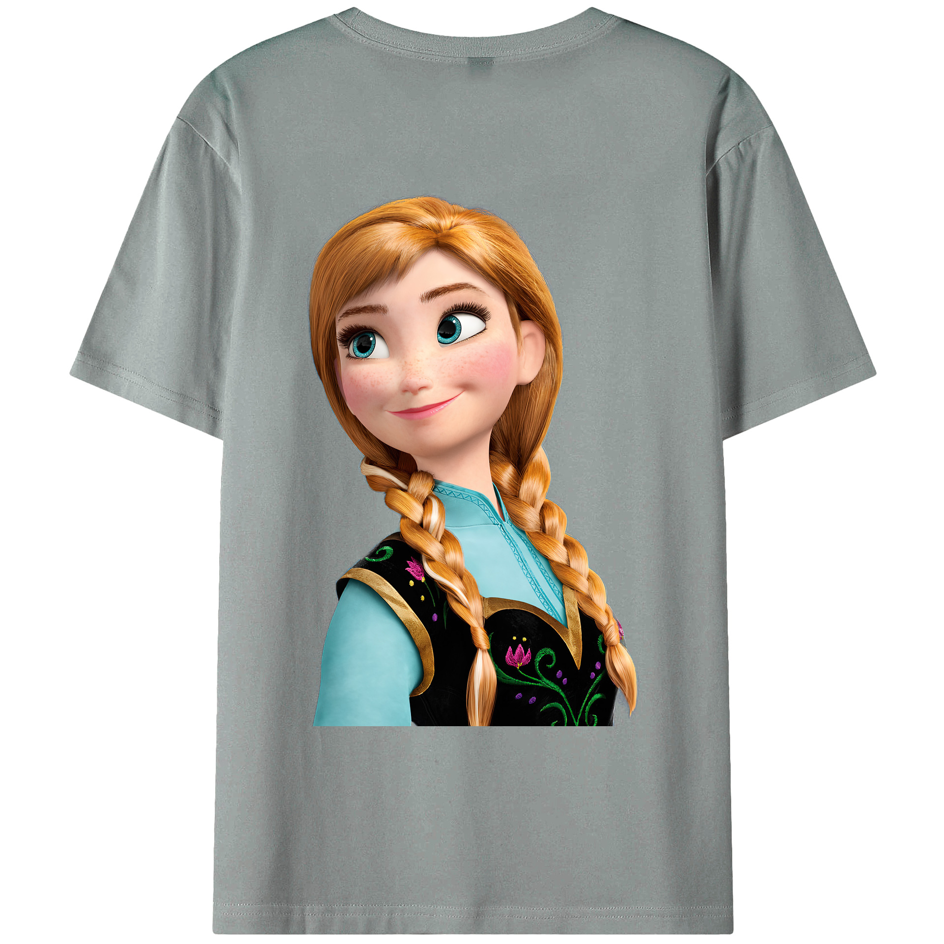 （画像用） アナと雪の女王 アンナ エルサ Frozen Anna Elsa 綿100％ メンズ半袖Tシャツ（バックプリント） 通気性